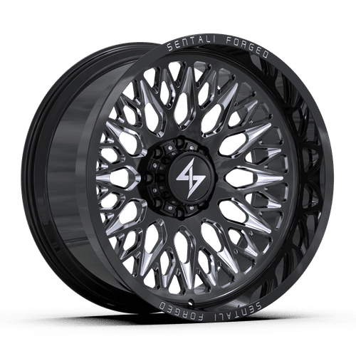 Sentali - Forged SF-6 - Black - Gloss Black Milled - 28" x 16", -99 Offset, 5x139.7 (Bolt pattern), 77.8mm HUB