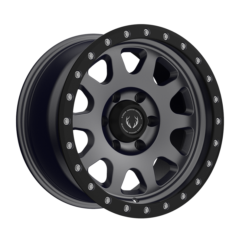 Blackhorn Offroad - BH02 - Gunmetal - Gunmetal / Black Lip - 17" x 9", -12 Offset, 5x127 (Bolt Pattern), 72mm HUB