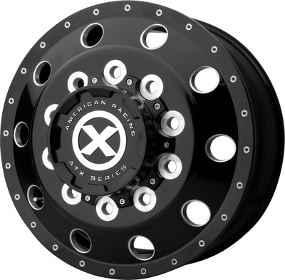 ATX - AO400 BAJA - Black - GLOSS BLACK MILLED - FRONT - 25" x 8", 144 Offset, 10x285.75 (Bolt Pattern), 220.1mm HUB