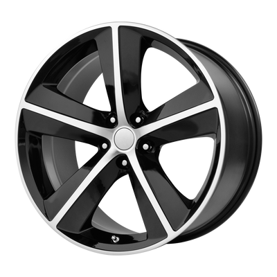 OE Creations - PR123 - Black - GLOSS BLACK/MACHINED SPOKES AND LIP - 20" x 9", 2 Offset, 5x115 (Bolt Pattern), 71.5mm HUB