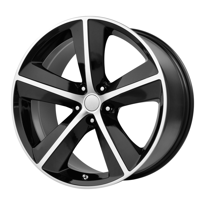 OE Creations - PR123 - Black - GLOSS BLACK/MACHINED SPOKES AND LIP - 20" x 9", 2 Offset, 5x115 (Bolt Pattern), 71.5mm HUB