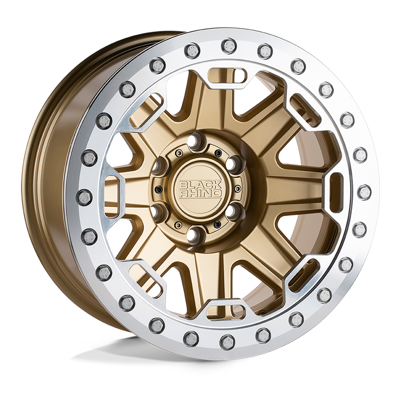 Black Rhino - RIFT BEADLOCK - Gold - MATTE GOLD WITH MACHINED RING - 17" x 8.5", 0 Offset, 6x135 (Bolt Pattern), 87.1mm HUB