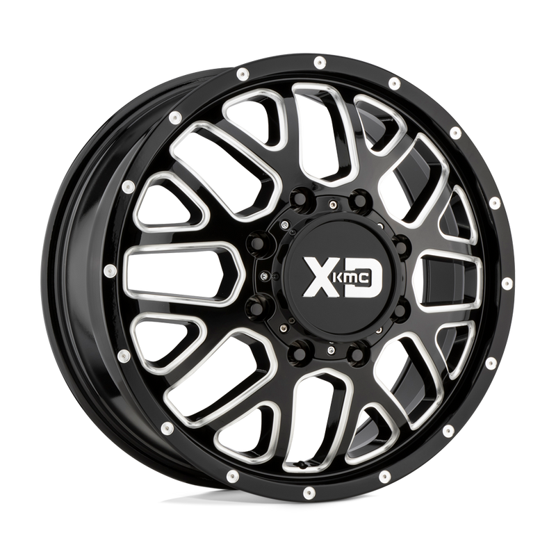 XD Series - XD843 GRENADE DUALLY - Black - Gloss Black Milled - 20" x 8.25", 127 Offset, 8x165.1 (Bolt Pattern), 117mm HUB