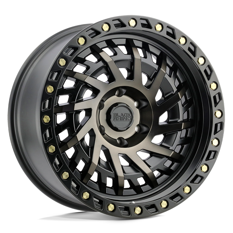 Black Rhino - SHREDDER - Black - MATTE BLACK WITH MACHINED DARK TINT - 17" x 9", -12 Offset, 6x139.7 (Bolt Pattern), 112.1mm HUB