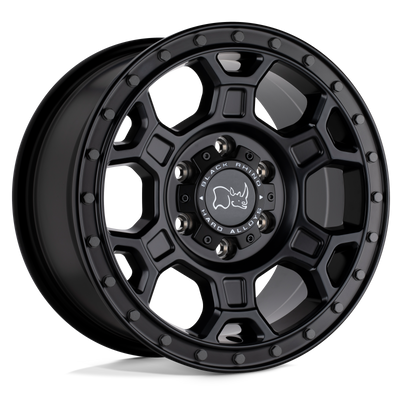 Black Rhino - MIDHILL - Black - MATTE BLACK WITH GUNMETAL BOLTS - 18" x 8", 48 Offset, 6x130 (Bolt Pattern), 84.1mm HUB