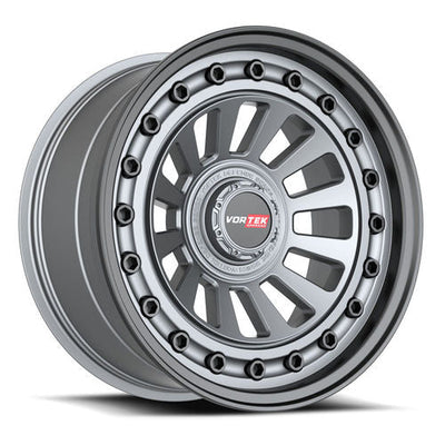 Vortek Offroad - VRD-702 RADAR - Gunmetal - Matte Gunmetal Black Bolts / Lip - 18" x 9", -12 Offset, 5x127/139.7 (Bolt pattern), 78.1mm HUB