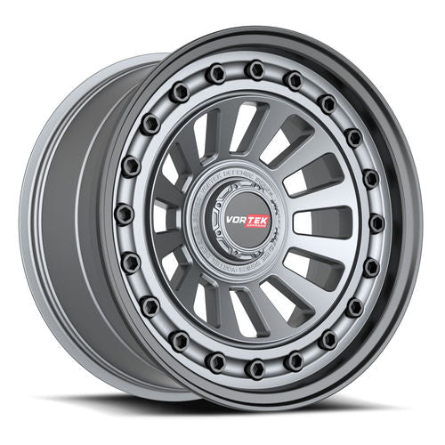 Vortek Offroad - VRD-702 RADAR - Gunmetal - Matte Gunmetal Black Bolts / Lip - 18" x 9", 0 Offset, 6x135/139.7 (Bolt pattern), 106.1mm HUB