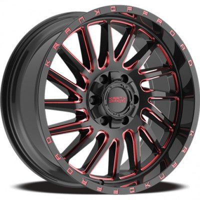 KranK Off-road - Coil - Black - Gloss Black Red Milled - 20" x 12", -44 Offset, 6x135/139.7 (Bolt Pattern), 108mm HUB