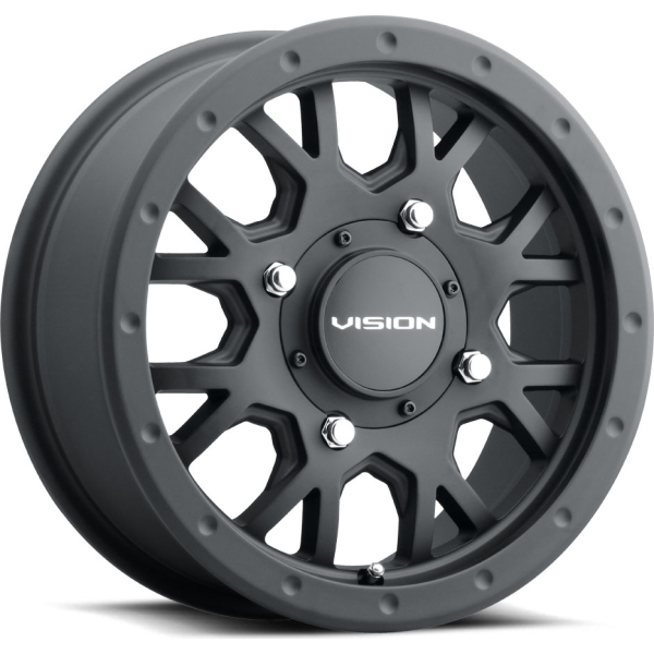 Vision Wheel ATV - GV8 INVADER - Black - SATIN BLACK - 15" x 6", 12 Offset, 4x156 (Bolt Pattern), 131.1mm HUB