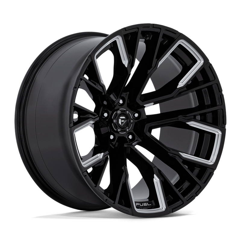 Fuel - D849 REBAR - Black - GLOSS BLACK MILLED - 22" x 12", -44 Offset, 5x139.7 (Bolt Pattern), 78.1mm HUB