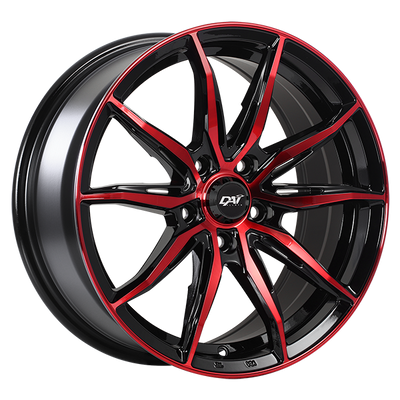 Dai Alloys - Frantic - Black - Gloss Black - Machined Face - Red Face - 17" x 7.5", 41 Offset, 5x114.3 (Bolt Pattern), 73.1mm HUB