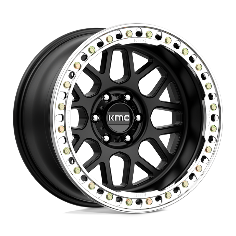 KMC Wheels - KM235 GRENADE CRAWL BEADLOCK - Black - SATIN BLACK - 20" x 10", -48 Offset, 6x139.7 (Bolt Pattern), 108mm HUB