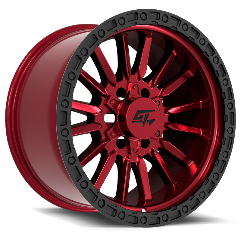 GT Off-Road - CHAMBER - Black Ring / Anodized Red Centre - 18" x 12", -44 Offset, 8x165.1/180 (Bolt pattern), 125.20mm HUB