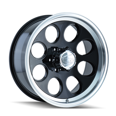 Ion Alloy - 171 - Black - BLACK/MACHINED LIP - 16" x 8", -5 Offset, 5x114.3 (Bolt Pattern), 83.8mm HUB