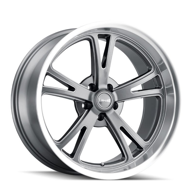 Ridler - 606 - Grey - GREY WITH MILLED SPOKES & DIAMOND LIP - 20" x 10", 0 Offset, 5x120.65 (Bolt Pattern), 83.8mm HUB