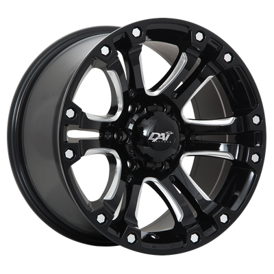 Dai Alloys - Crusher - Black - Gloss Black - Milled Edge - 18" x 9", 20 Offset, 6x139.7 (Bolt Pattern), 108.1mm HUB