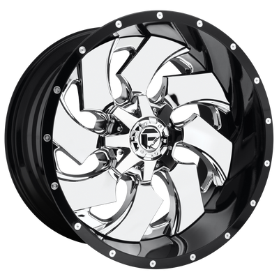 Fuel - D240 CLEAVER - Chrome - CHROME PLATED GLOSS BLACK LIP - 20" x 12", -44 Offset, 5x139.7/150 (Bolt Pattern), 110.1mm HUB