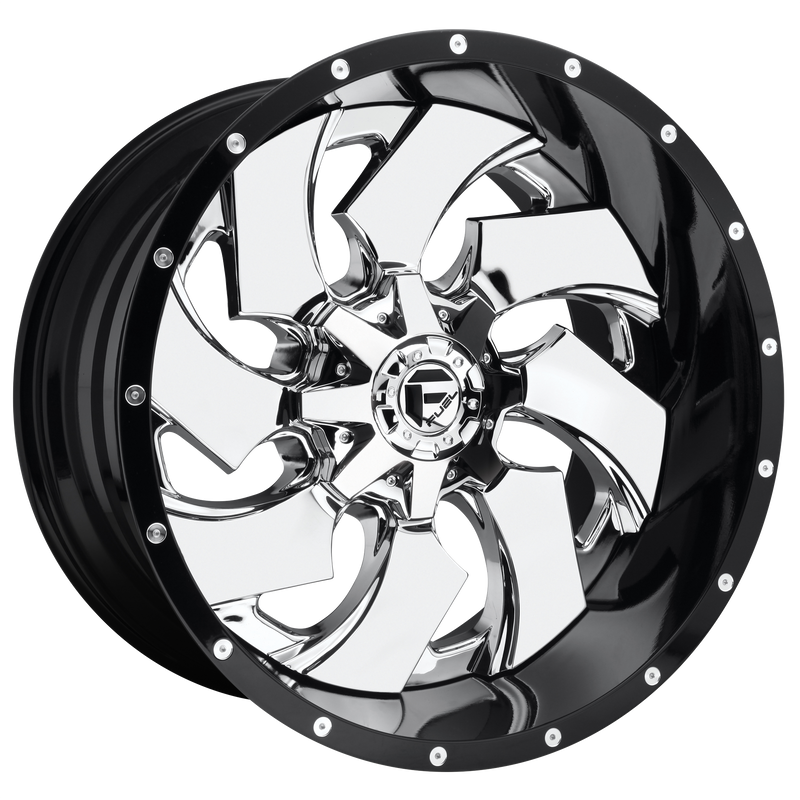 Fuel - D240 CLEAVER - Chrome - CHROME PLATED GLOSS BLACK LIP - 20" x 12", -44 Offset, 5x139.7/150 (Bolt Pattern), 110.1mm HUB