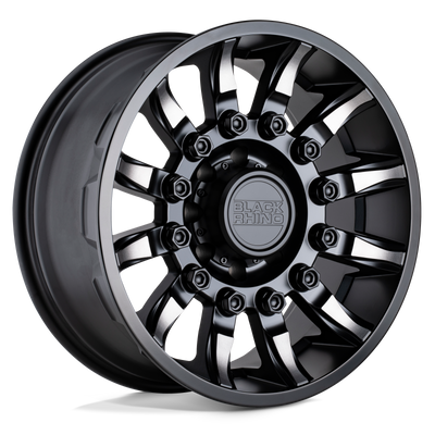 Black Rhino - MISSION - Black - MATTE BLACK WITH MACHINED TINTED SPOKES - 20" x 9", 6 Offset, 8x165.1 (Bolt Pattern), 122.4mm HUB