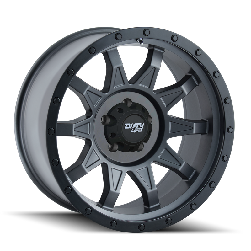 Dirty Life - ROADKILL - Gunmetal - MATTE GUNMETAL/BLACK BEADLOCK - 20" x 9", 18 Offset, 5x139.7 (Bolt Pattern), 108mm HUB