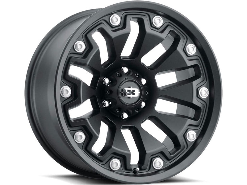 Vision Wheel Off-Road - 362 ARMOR - Black - SATIN BLACK WITH BLACK BOLT INSERTS - 20" x 9", 12 Offset, 6x139.7 (Bolt Pattern), 78.1mm HUB