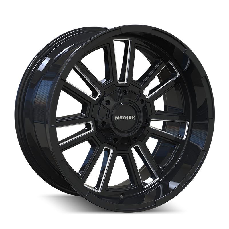 Mayhem - APOLLO - Black - GLOSS BLACK/MILLED - 20" x 9", 0 Offset, 6x135/139.7 (Bolt Pattern), 106mm HUB
