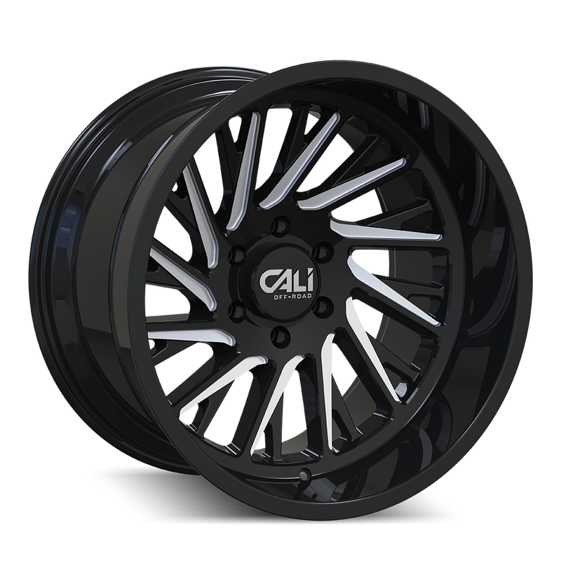 Cali Off-Road - PURGE - Black - GLOSS BLACK/MILLED - 22" x 12", -51 Offset, 8x170 (Bolt Pattern), 125.2mm HUB