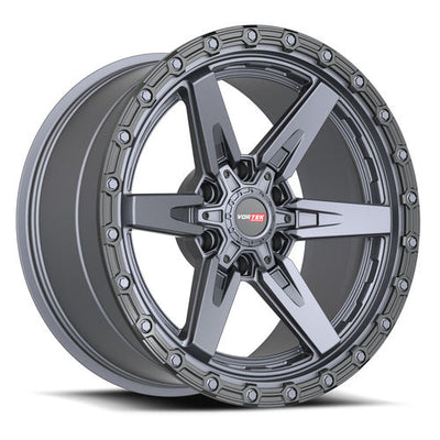 Vortek Offroad - VRT-602 ARGON - Grey - Matte Titanium Black Bead Ring - 20" x 9", 20 Offset, 6x135/139.7 (Bolt pattern), 106.1mm HUB