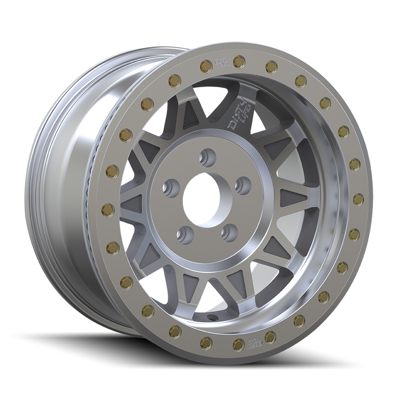 Dirty Life - ROADKILL RACE - Silver - MACHINED BEADLOCK - 17" x 9", -14 Offset, 5x139.7 (Bolt Pattern), 108mm HUB