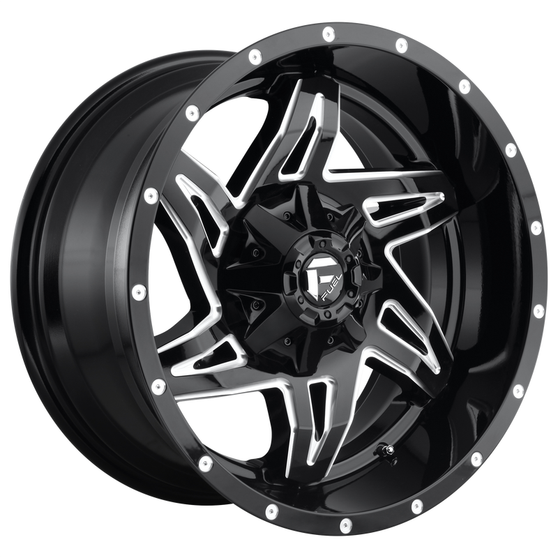 Fuel - D613 ROCKER - Black - Gloss Black Milled - 20" x 9", 1 Offset, 5x114.3/127 (Bolt Pattern), 78.1mm HUB