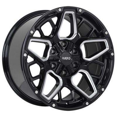 Ruffino HARD - Blast - Black - Gloss Black - Milled Edge - 20" x 9", 0 Offset, 6x135/139.7 (Bolt Pattern), 87.1mm HUB