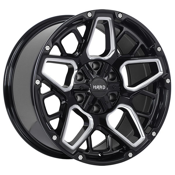 Ruffino HARD - Blast - Black - Gloss Black - Milled Edge - 20" x 9", 20 Offset, 6x135/139.7 (Bolt Pattern), 87.1mm HUB