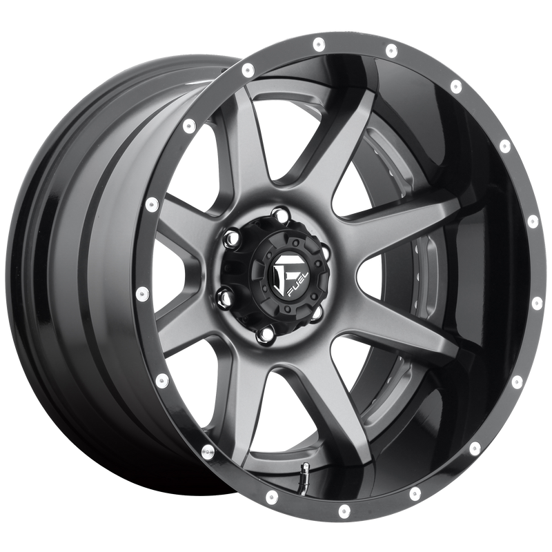 Fuel - D238 RAMPAGE - Gunmetal - MATTE GUN METAL BLACK LIP - 20" x 10", -19 Offset, 5x127 (Bolt Pattern), 78.1mm HUB