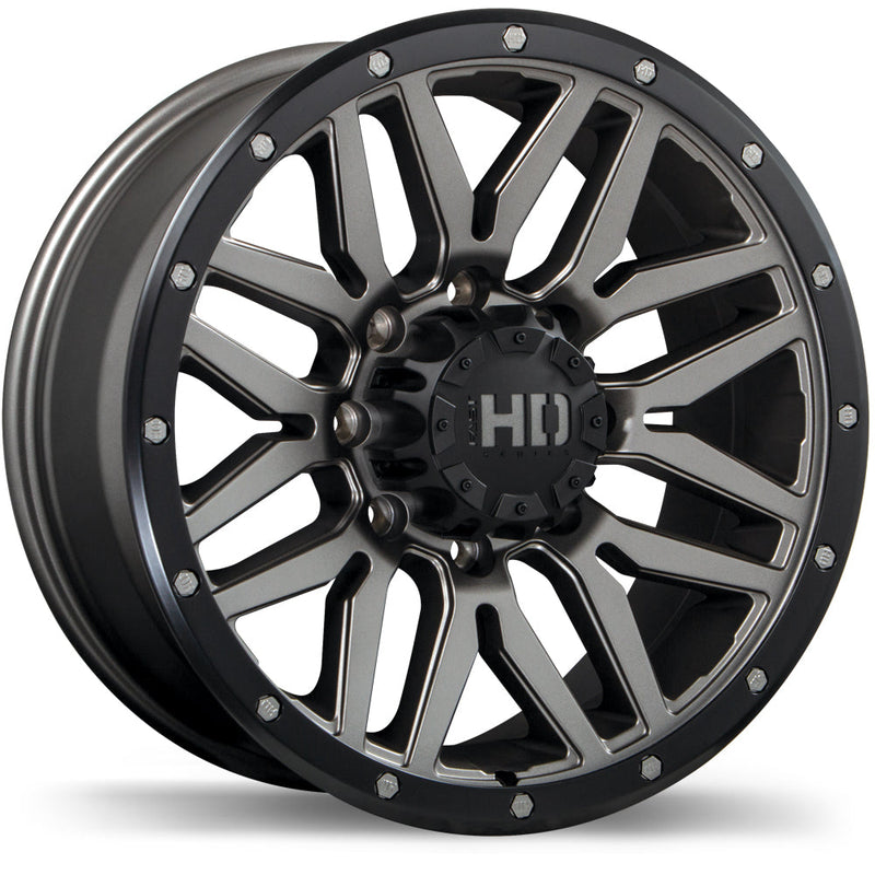 Fast HD - Menace - Gunmetal - Satin Gunmetal with Black Trim - 20" x 9", 15 Offset, 8x180 (Bolt Pattern), 125mm HUB