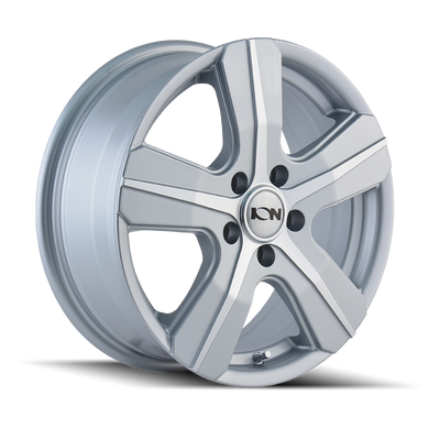 Ion Alloy - 101 - Silver - SILVER/MACHINED FACE - 16" x 7", 55 Offset, 5x160 (Bolt Pattern), 65.1mm HUB