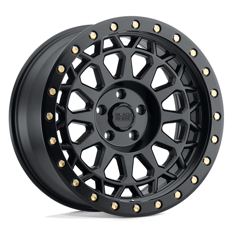 Black Rhino - PRIMM - Black - MATTE BLACK WITH BRASS BOLTS - 20" x 9.5", 0 Offset, 5x139.7 (Bolt Pattern), 78.1mm HUB