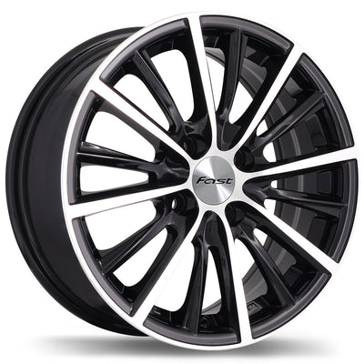 Fast Wheels - A024 - Black - Gloss Black with Machined Face - 17" x 7", 40 Offset, 4x100 (Bolt Pattern), 67.1mm HUB