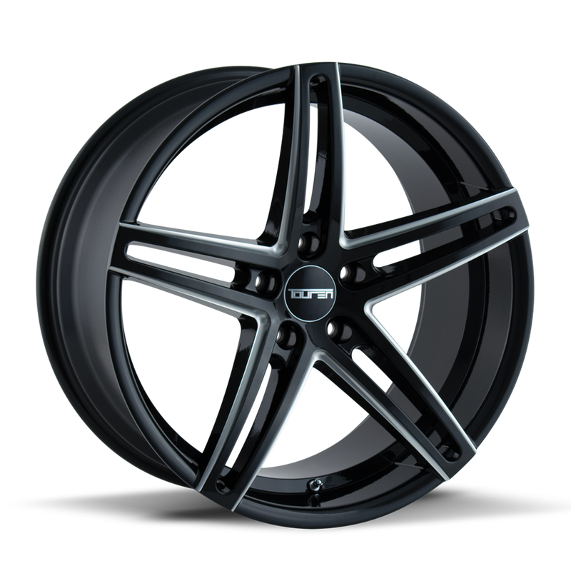 Touren - TR73 - Black - GLOSS BLACK/MILLED SPOKES - 18" x 8", 35 Offset, 5x120 (Bolt Pattern), 74.1mm HUB