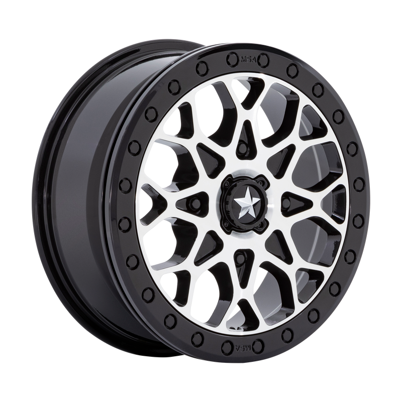 MSA Offroad Wheels - M48 PORTAL BEADLOCK - Black - GLOSS BLACK MACHINED WITH GLOSS BLACK RING - 15" x 6", 38 Offset, 4x156 (Bolt Pattern), 115.1mm HUB