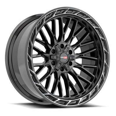Vortek Offroad - VRP-502 FORZA - Black - Black Diamond Cut Ring with Dark Tint - 20" x 9", 0 Offset, 5x127/139.7 (Bolt pattern), 78.1mm HUB