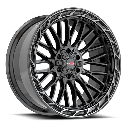 Vortek Offroad - VRP-502 FORZA - Black - Black Diamond Cut Ring with Dark Tint - 20" x 9", 0 Offset, 5x127/139.7 (Bolt pattern), 78.1mm HUB