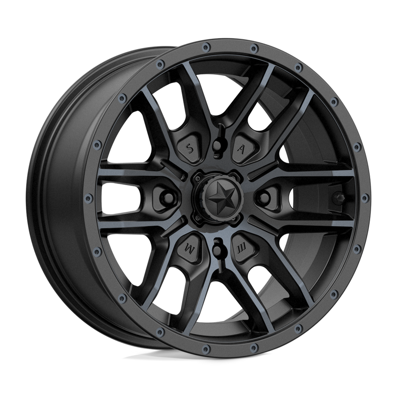 MSA Offroad Wheels - M43 FANG - Black - SATIN BLACK WITH TITANIUM TINT - 15" x 7", 10 Offset, 4x156 (Bolt Pattern), 132mm HUB