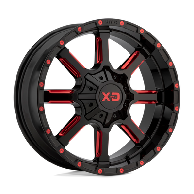 XD Series - XD838 MAMMOTH - Black - Gloss Black Milled With Red Tint Clear Coat - 22" x 12", -44 Offset, 8x165.1 (Bolt Pattern), 125.1mm HUB