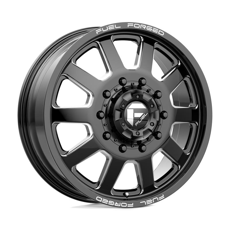 Fuel Mono - DE09 FF09D - Black - MATTE BLACK MILLED - 22" x 8.5", 105 Offset, 10x225 (Bolt Pattern), 170.1mm HUB