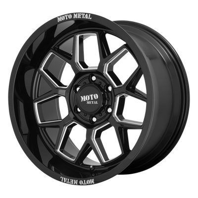 Moto Metal - MO803 BANSHEE - Black - GLOSS BLACK MILLED - 20" x 10", -18 Offset, 6x139.7 (Bolt Pattern), 106.1mm HUB