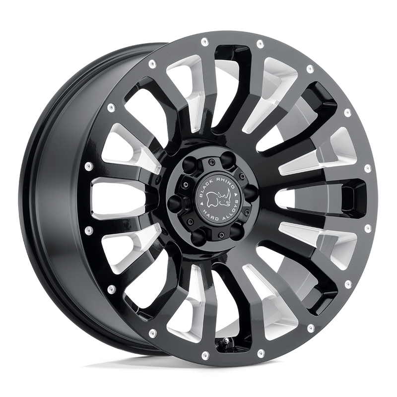 Black Rhino - PINATUBO - Black - Gloss Black with Milled Inside Window - 18" x 9.5", -18 Offset, 5x127 (Bolt Pattern), 71.5mm HUB