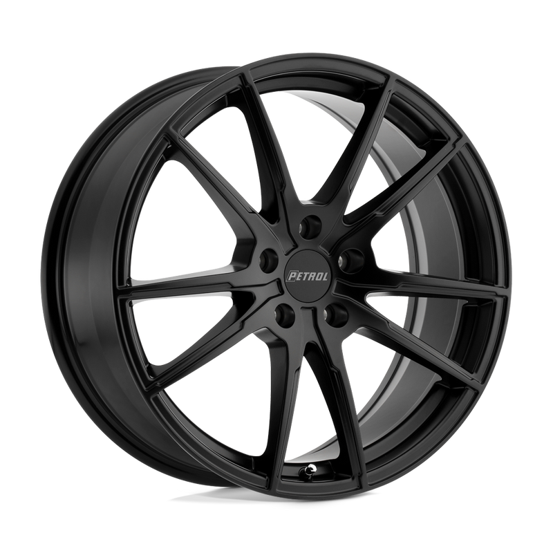 Petrol Wheels - P0A - Black - MATTE BLACK - 18" x 8", 40 Offset, 5x108 (Bolt Pattern), 72.1mm HUB