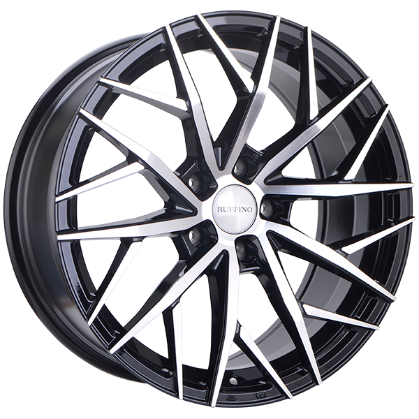 Ruffino Wheels - Atrax - Black - Gloss Black - Machined Face - 16" x 7", 39 Offset, 5x114.3 (Bolt Pattern), 67.1mm HUB