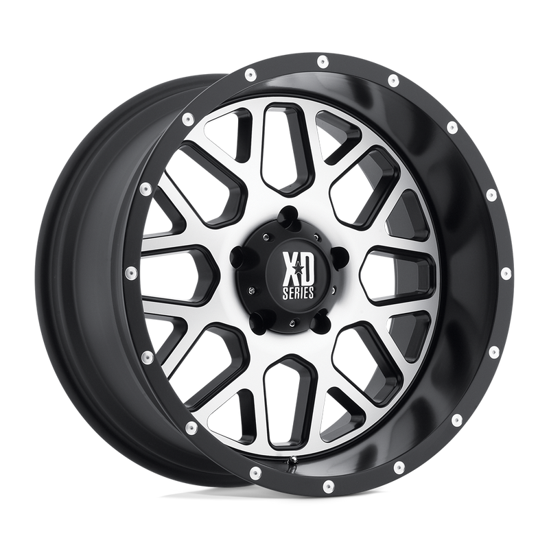 XD Series - XD820 GRENADE - Black - SATIN BLACK MACHINED FACE - 20" x 9", 0 Offset, 6x139.7 (Bolt Pattern), 106.1mm HUB