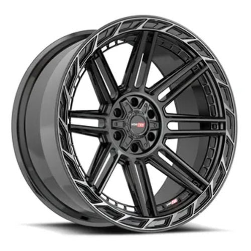 Vortek Offroad - VRP-501 TURBO - Black - Black Diamond Cut Ring with Dark Tint - 22" x 10", -18 Offset, 5x127/139.7 (Bolt pattern), 78.1mm HUB